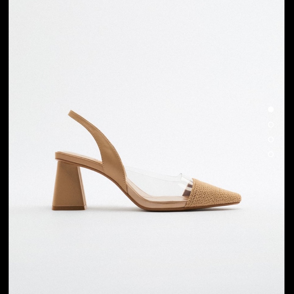 Heeled sling back clear straw textured rafia heels - Picture 2 of 8